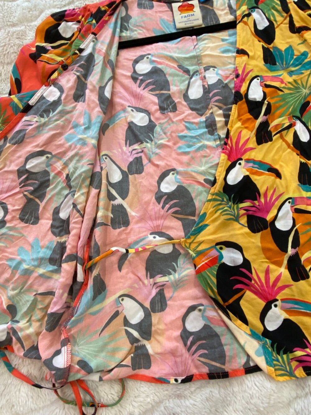 🌴Anthropologie Farm Rio Rainforest Toucan Blouse - Picture 5 of 6
